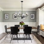 6-Light Farmhouse Chandelier Curved Black Waisted Vase Glass Shades - product image 2 | Zenvolit