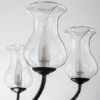 6-Light Farmhouse Chandelier Curved Black Waisted Vase Glass Shades - product image 11 | Zenvolit