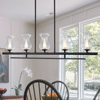5-Light Matte Black Linear Pendant Light with Clear Tulip Glass Shades - product image 1 | Zenvolit