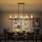 5-Light Matte Black Linear Pendant Light with Clear Tulip Glass Shades - product image 3 | Zenvolit