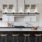 5-Light Matte Black Linear Pendant Light with Clear Tulip Glass Shades - product image 4 | Zenvolit