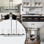 5-Light Matte Black Linear Pendant Light with Clear Tulip Glass Shades - product image 6 | Zenvolit