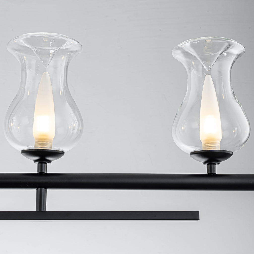 5-Light Matte Black Linear Pendant Light with Clear Tulip Glass Shades - product image 9 | Zenvolit