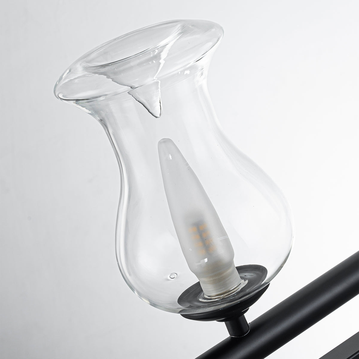 5-Light Matte Black Linear Pendant Light with Clear Tulip Glass Shades - product image 10 | Zenvolit