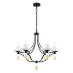 6-Light Black Candelabra Chandelier with Ceramic Dish Shades - product image 2 | Zenvolit