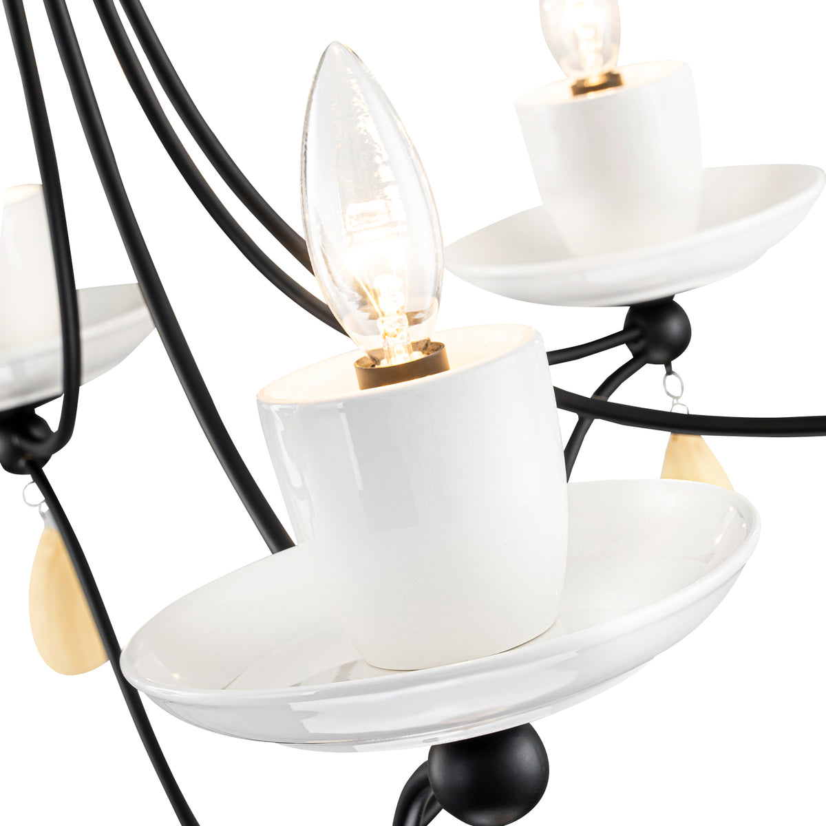 6-Light Black Candelabra Chandelier with Ceramic Dish Shades - product image 5 | Zenvolit