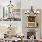 6-Light Black Candelabra Chandelier with Ceramic Dish Shades - product image 10 | Zenvolit