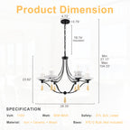 6-Light Black Candelabra Chandelier with Ceramic Dish Shades - product image 11 | Zenvolit