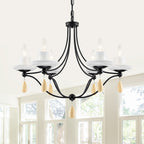 6-Light Black Candelabra Chandelier with Ceramic Dish Shades - product image 15 | Zenvolit