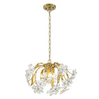 Brushed Gold 4-Light Branch Chandelier with Crystal Floral Accents - product image 2 | Zenvolit