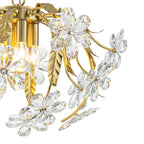 Brushed Gold 4-Light Branch Chandelier with Crystal Floral Accents - product image 3 | Zenvolit