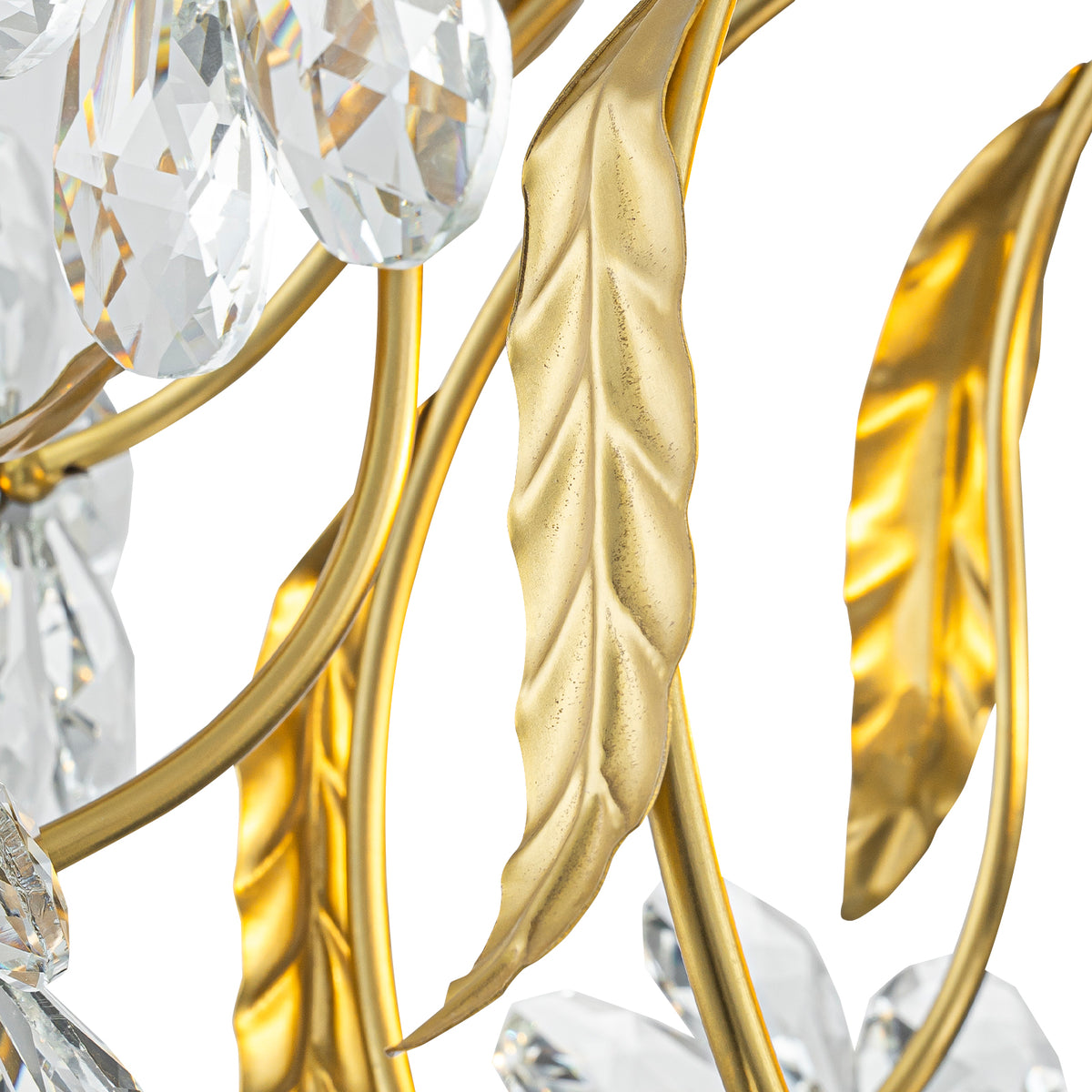 Brushed Gold 4-Light Branch Chandelier with Crystal Floral Accents - product image 4 | Zenvolit