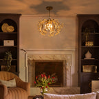 Brushed Gold 4-Light Branch Chandelier with Crystal Floral Accents - product image 7 | Zenvolit