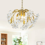 Brushed Gold 4-Light Branch Chandelier with Crystal Floral Accents - product image 16 | Zenvolit