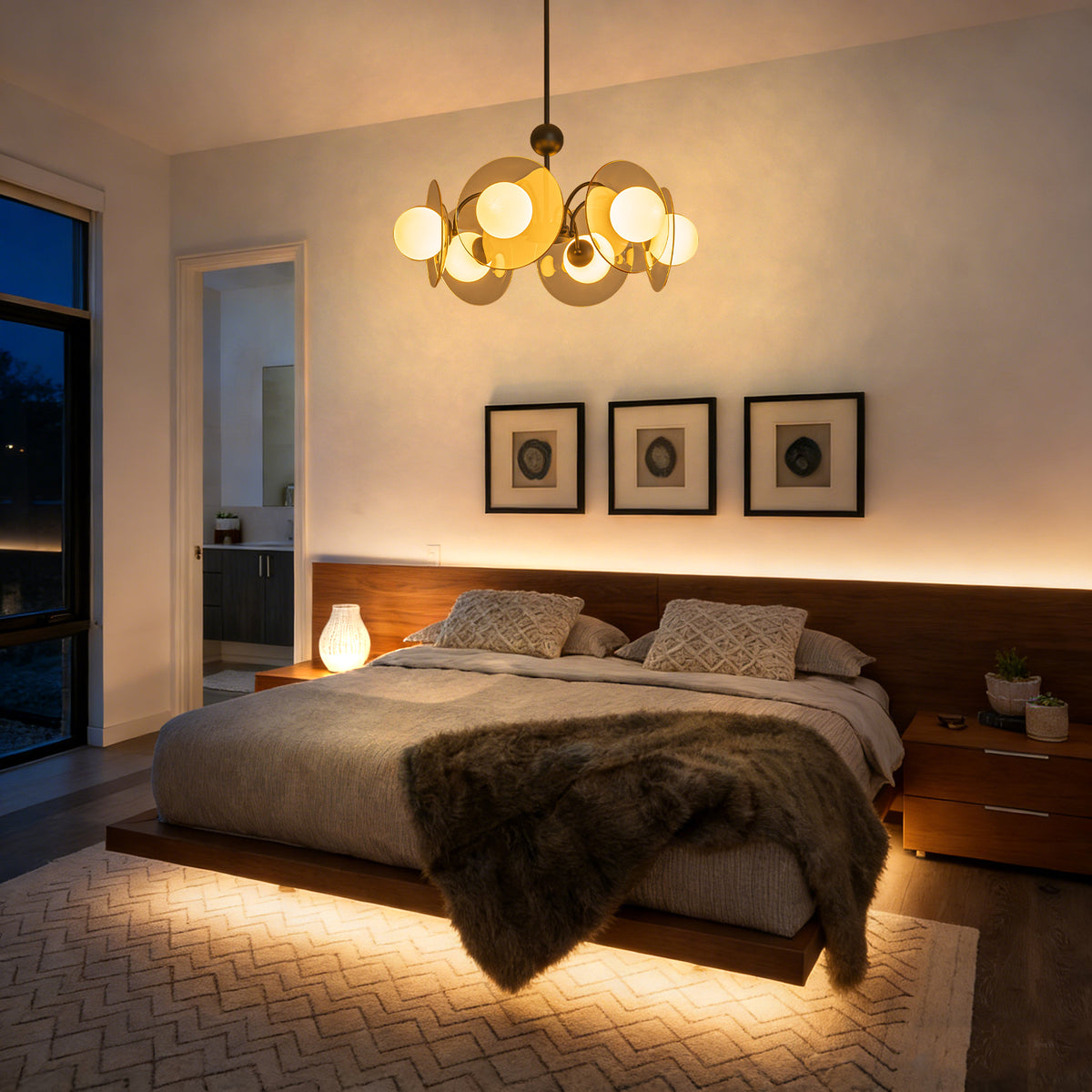 6-Light Black Chandelier with Frosted Milky White Glass Globes - product image 3 | Zenvolit
