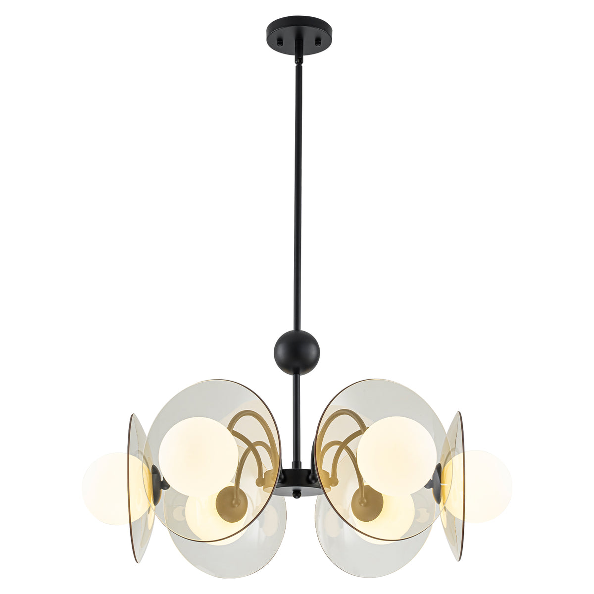 6-Light Black Chandelier with Frosted Milky White Glass Globes - product image 14 | Zenvolit