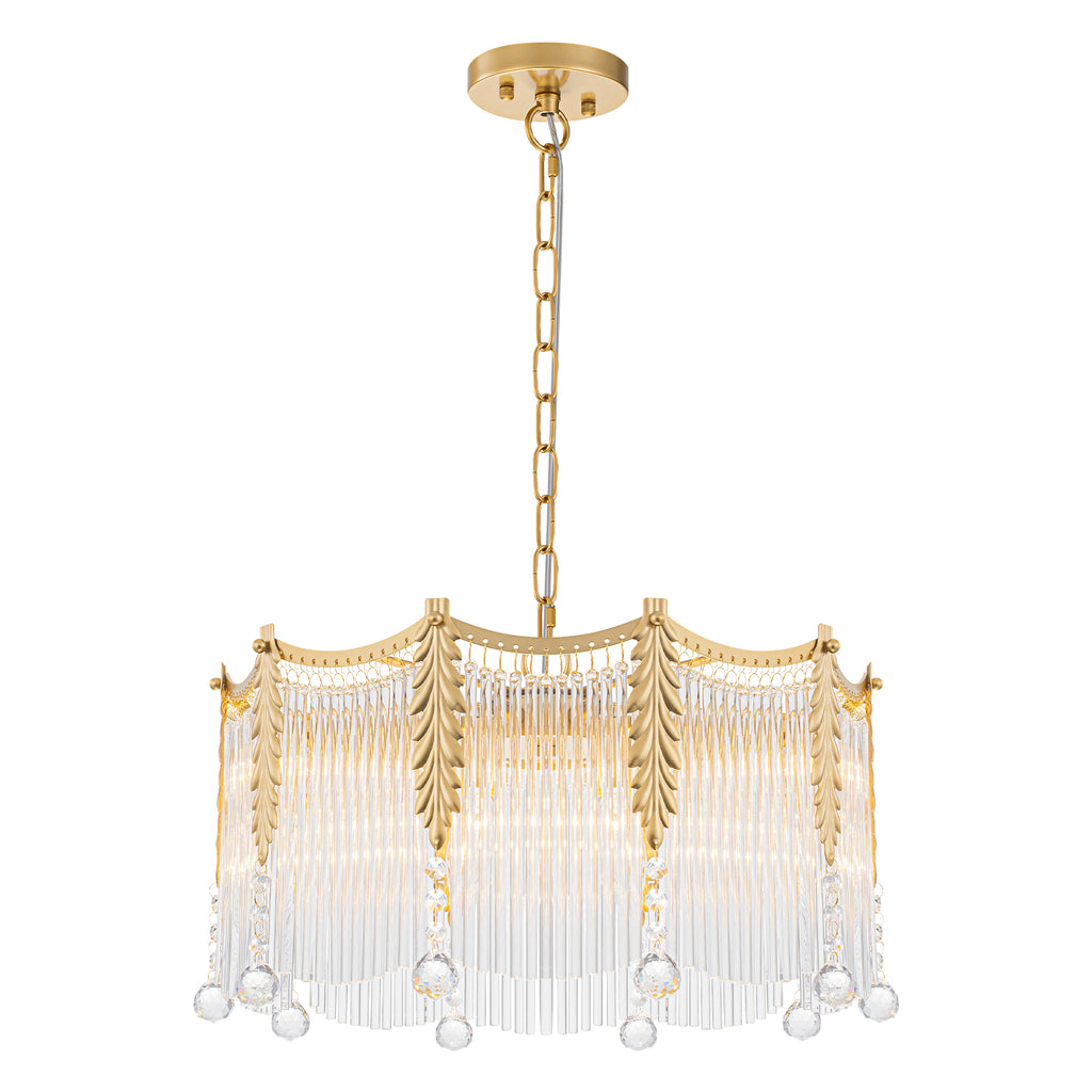 6-Light Gold Chandelier Clear Glass Rods&Hanging Crystal Balls Accents - product image 2 | Zenvolit