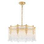 6-Light Gold Chandelier Clear Glass Rods&Hanging Crystal Balls Accents - product image 2 | Zenvolit