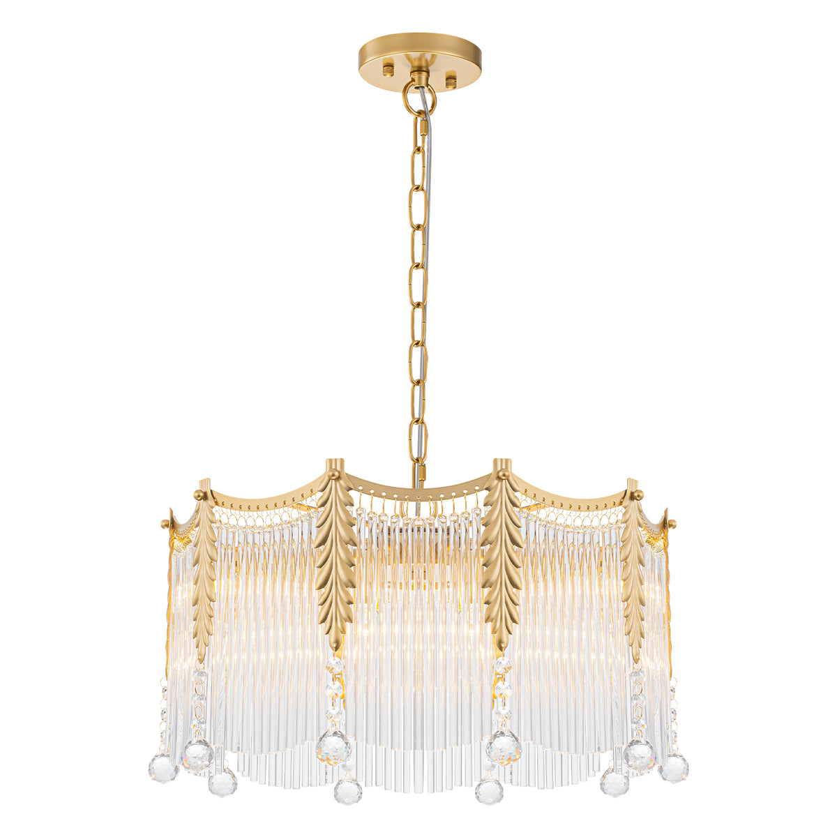 6-Light Gold Chandelier Clear Glass Rods&Hanging Crystal Balls Accents - product image 2 | Zenvolit