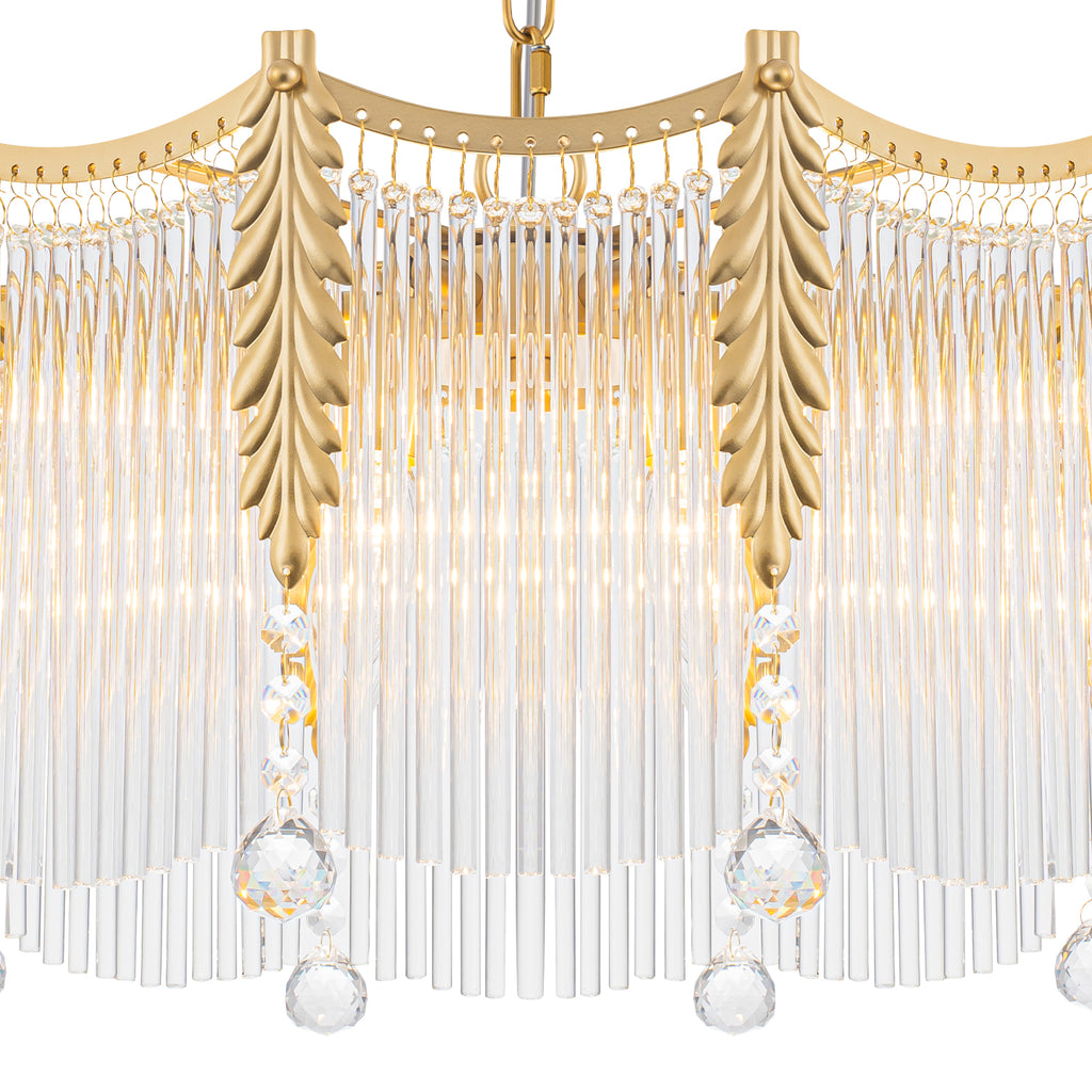 6-Light Gold Chandelier Clear Glass Rods&Hanging Crystal Balls Accents - product image 3 | Zenvolit