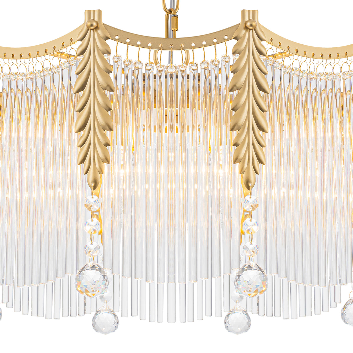 6-Light Gold Chandelier Clear Glass Rods&Hanging Crystal Balls Accents - product image 3 | Zenvolit