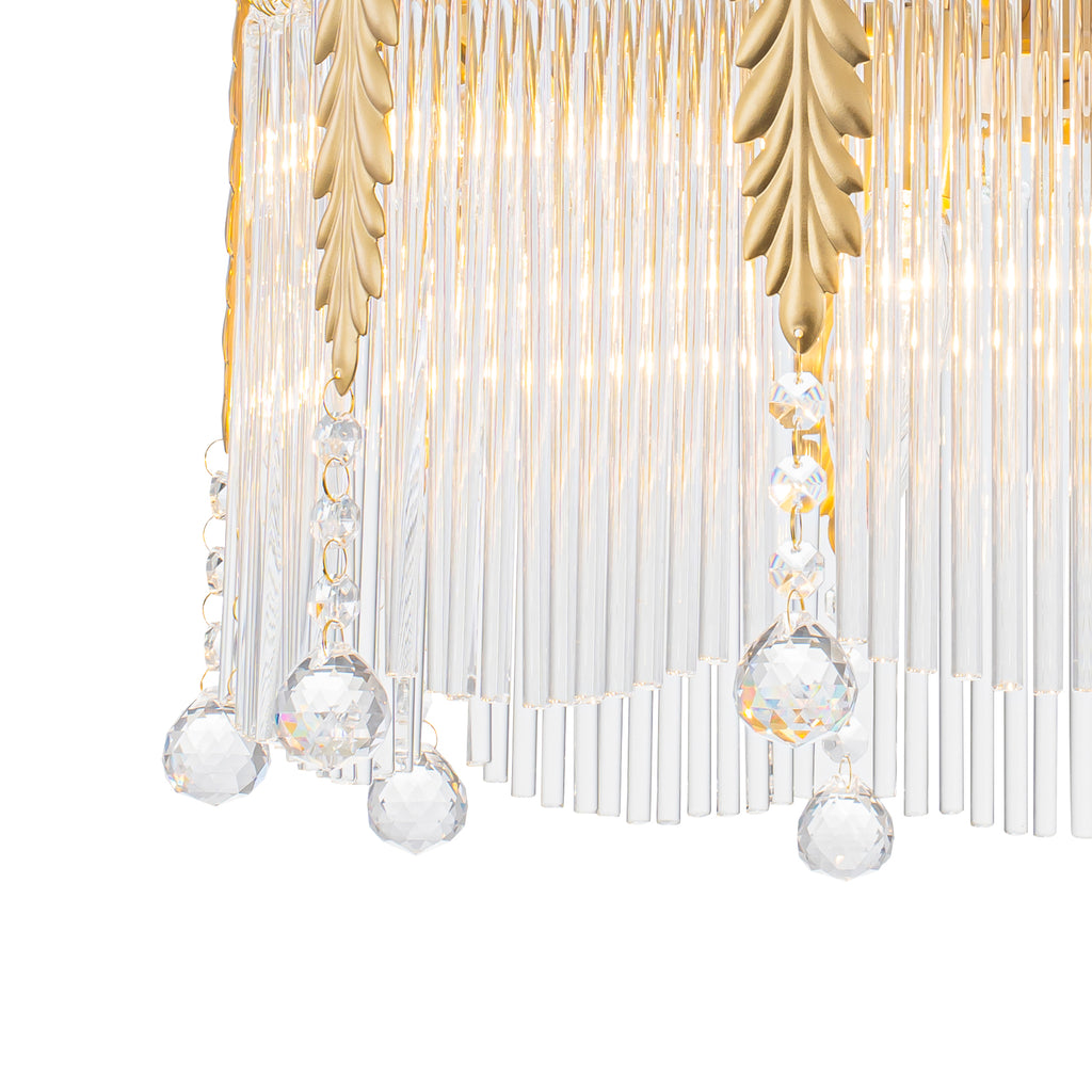 6-Light Gold Chandelier Clear Glass Rods&Hanging Crystal Balls Accents - product image 5 | Zenvolit