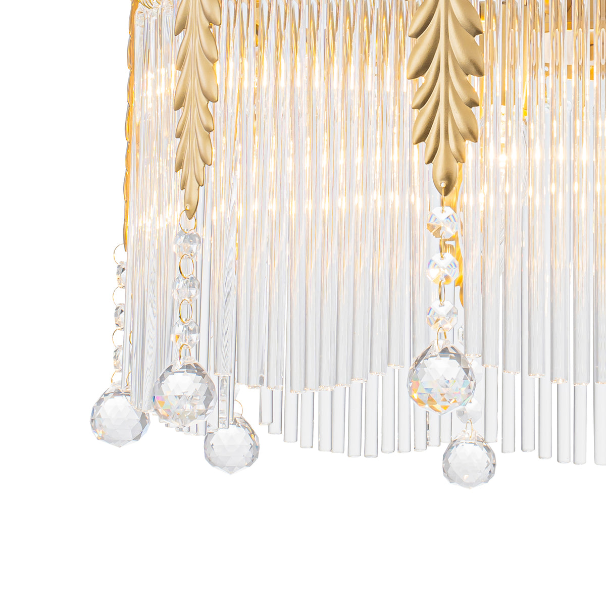 6-Light Gold Chandelier Clear Glass Rods&Hanging Crystal Balls Accents - product image 5 | Zenvolit