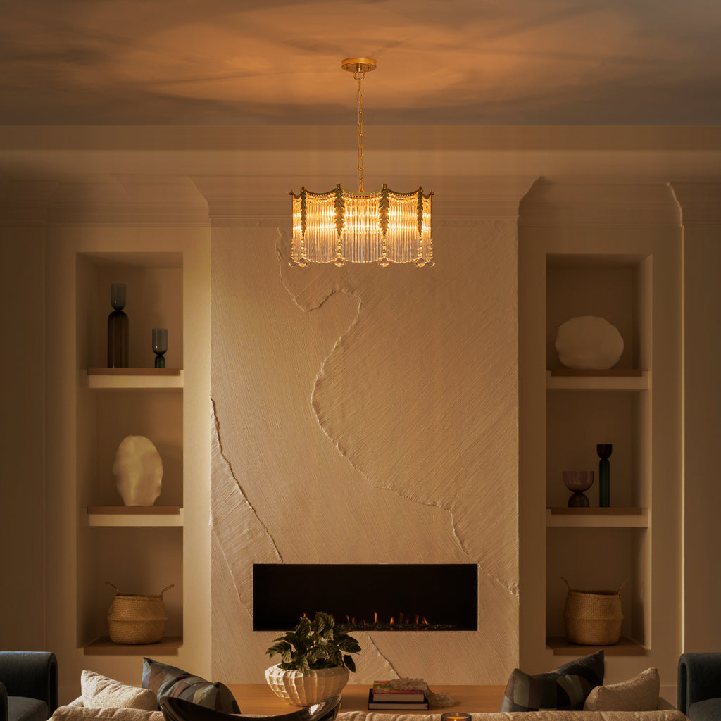 6-Light Gold Chandelier Clear Glass Rods&Hanging Crystal Balls Accents - product image 7 | Zenvolit
