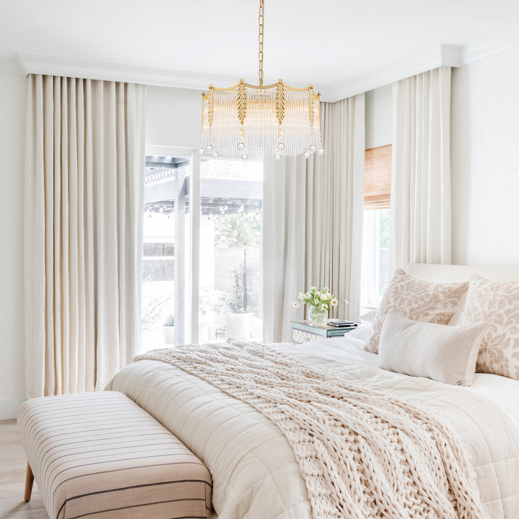 6-Light Gold Chandelier Clear Glass Rods&Hanging Crystal Balls Accents - product image 8 | Zenvolit