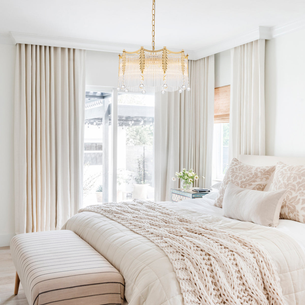 6-Light Gold Chandelier Clear Glass Rods&Hanging Crystal Balls Accents - product image 8 | Zenvolit