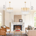 6-Light Gold Chandelier Clear Glass Rods&Hanging Crystal Balls Accents - product image 11 | Zenvolit