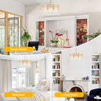 6-Light Gold Chandelier Clear Glass Rods&Hanging Crystal Balls Accents - product image 12 | Zenvolit