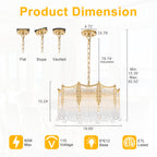 6-Light Gold Chandelier Clear Glass Rods&Hanging Crystal Balls Accents - product image 13 | Zenvolit