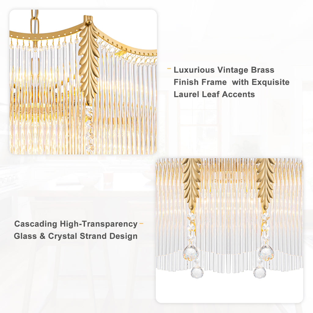 6-Light Gold Chandelier Clear Glass Rods&Hanging Crystal Balls Accents - product image 16 | Zenvolit
