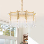 6-Light Gold Chandelier Clear Glass Rods&Hanging Crystal Balls Accents - product image 17 | Zenvolit