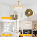 6-Light Gold Chandelier Clear Glass Rods&Hanging Crystal Balls Accents - product image 20 | Zenvolit