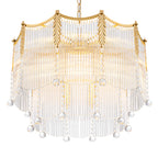 9-Light Gold Chandelier Clear Glass Rods&Hanging Crystal Balls Accents - product image 3 | Zenvolit