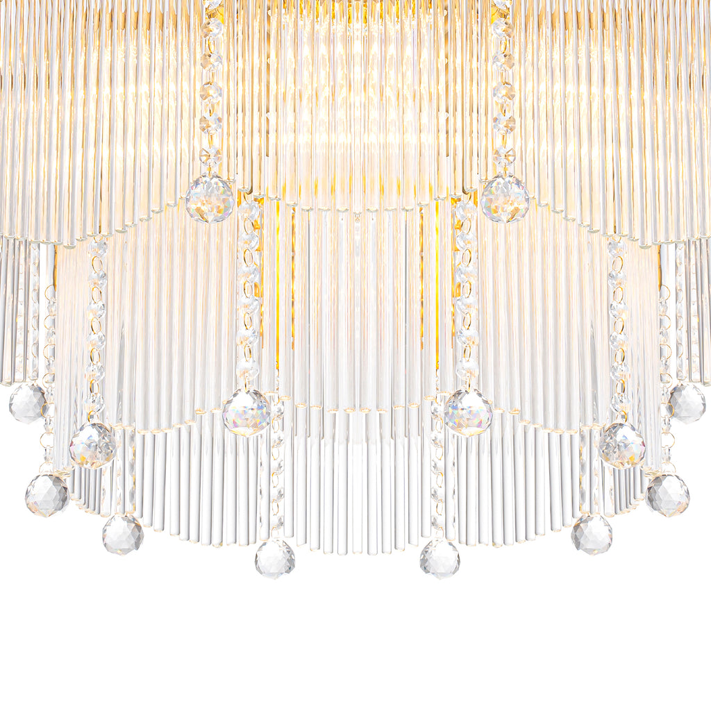 9-Light Gold Chandelier Clear Glass Rods&Hanging Crystal Balls Accents - product image 6 | Zenvolit