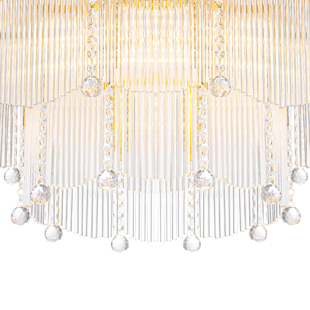 9-Light Gold Chandelier Clear Glass Rods&Hanging Crystal Balls Accents - product image 6 | Zenvolit