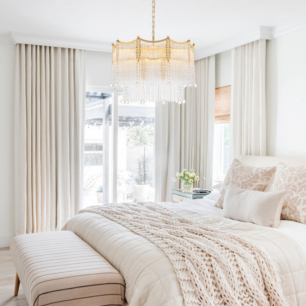 9-Light Gold Chandelier Clear Glass Rods&Hanging Crystal Balls Accents - product image 8 | Zenvolit