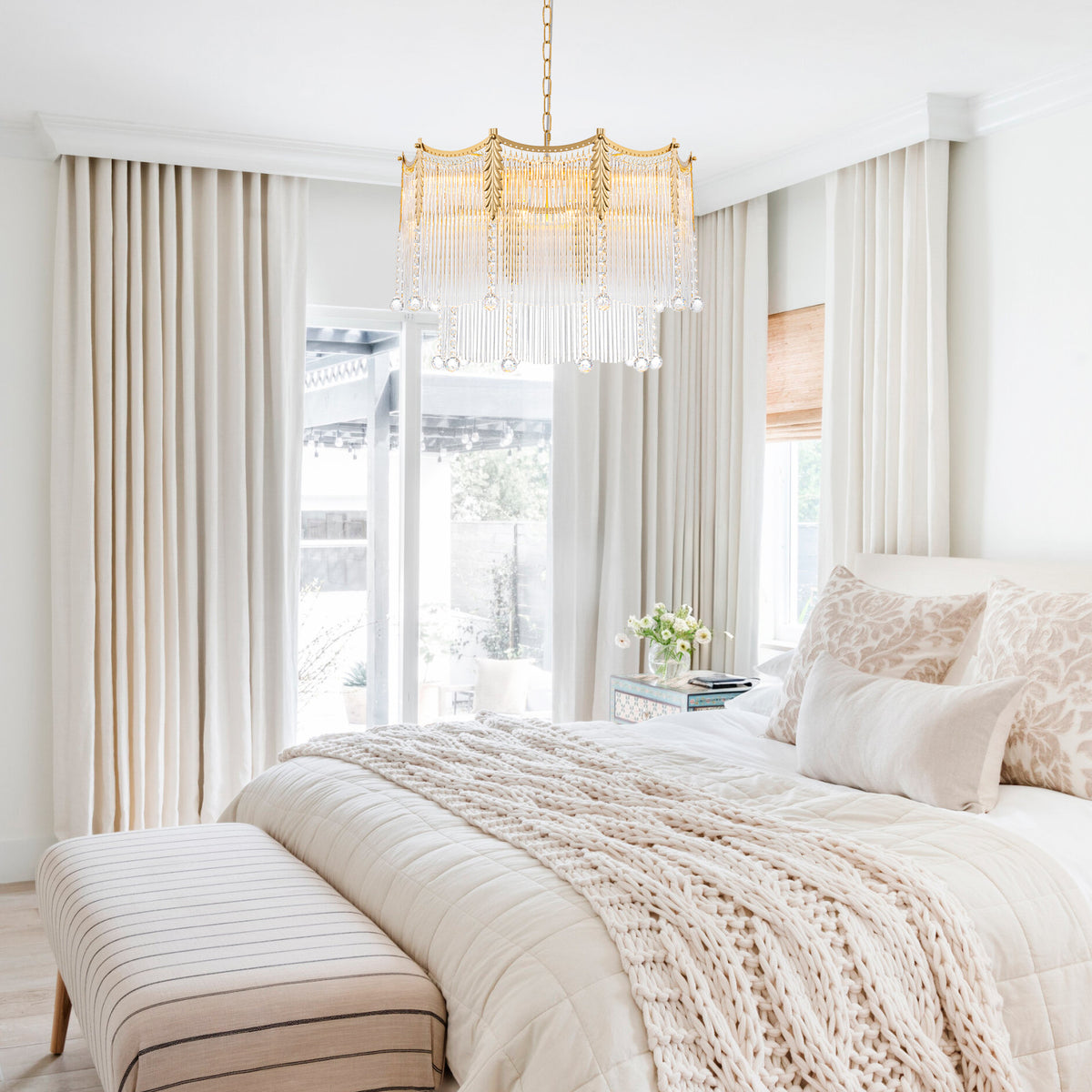 9-Light Gold Chandelier Clear Glass Rods&Hanging Crystal Balls Accents - product image 8 | Zenvolit