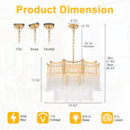 9-Light Gold Chandelier Clear Glass Rods&Hanging Crystal Balls Accents - product image 12 | Zenvolit