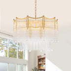9-Light Gold Chandelier Clear Glass Rods&Hanging Crystal Balls Accents - product image 17 | Zenvolit