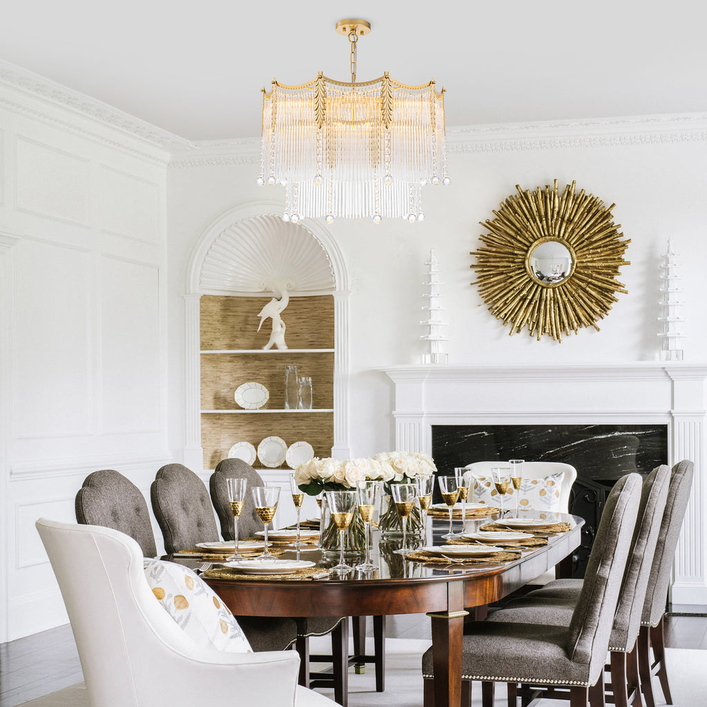 9-Light Gold Chandelier Clear Glass Rods&Hanging Crystal Balls Accents - product image 19 | Zenvolit
