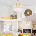 9-Light Gold Chandelier Clear Glass Rods&Hanging Crystal Balls Accents - product image 20 | Zenvolit
