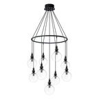 Black Metal Ring Chandelier with Clear Glass Globes Modern Pendant - product image 2 | Zenvolit