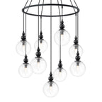 Black Metal Ring Chandelier with Clear Glass Globes Modern Pendant - product image 4 | Zenvolit