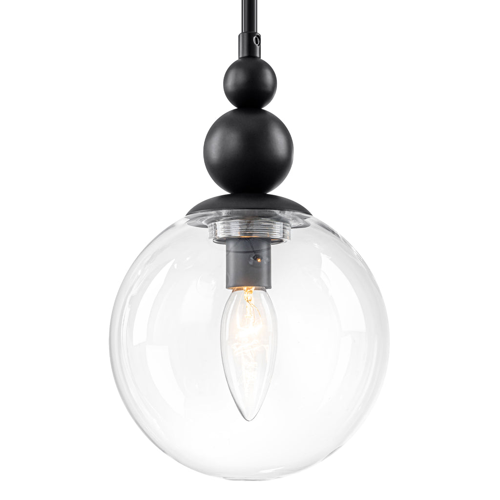 Black Metal Ring Chandelier with Clear Glass Globes Modern Pendant - product image 5 | Zenvolit