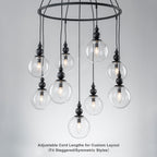 Black Metal Ring Chandelier with Clear Glass Globes Modern Pendant - product image 6 | Zenvolit