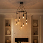 Black Metal Ring Chandelier with Clear Glass Globes Modern Pendant - product image 7 | Zenvolit